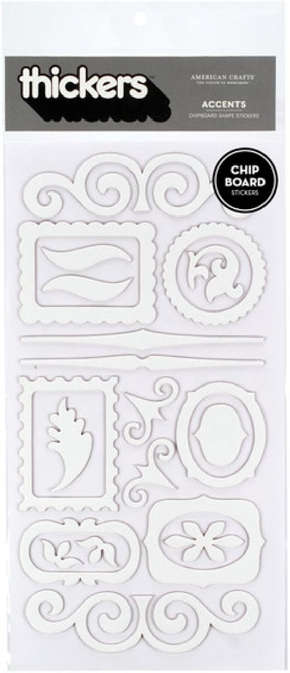 AMERICAN CRAFTS Thickers Chipboard Stickers, Accents White