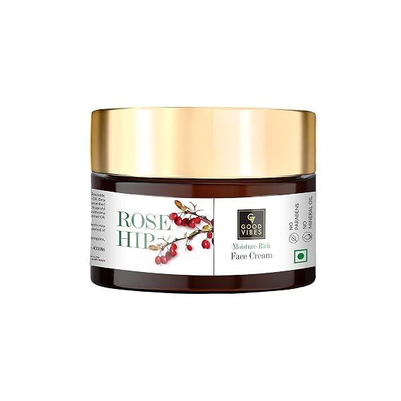 Good Vibes Rosehip Moisture-Rich Face Cream | Nourishing Facial Moisturizer | Restores Skin's Moisture Barrier | Keeps Skin Soft & Supple | 1.76 Oz/50g