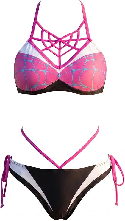 haikyuu Women Halter Bikini Set Spiderweb Swimsuit Anime Bathing Suit Two Piece Swimwear