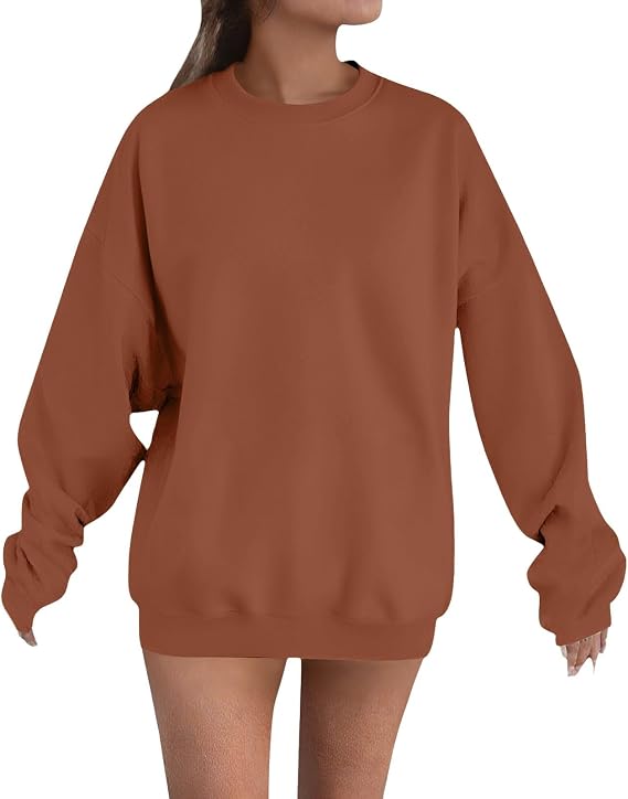 Crewneck Sweatshirts Women | Oversized Long Sleeve Sweatshirt, Fleece Casual Sweater, Fall Winter Pullover Tops 2025