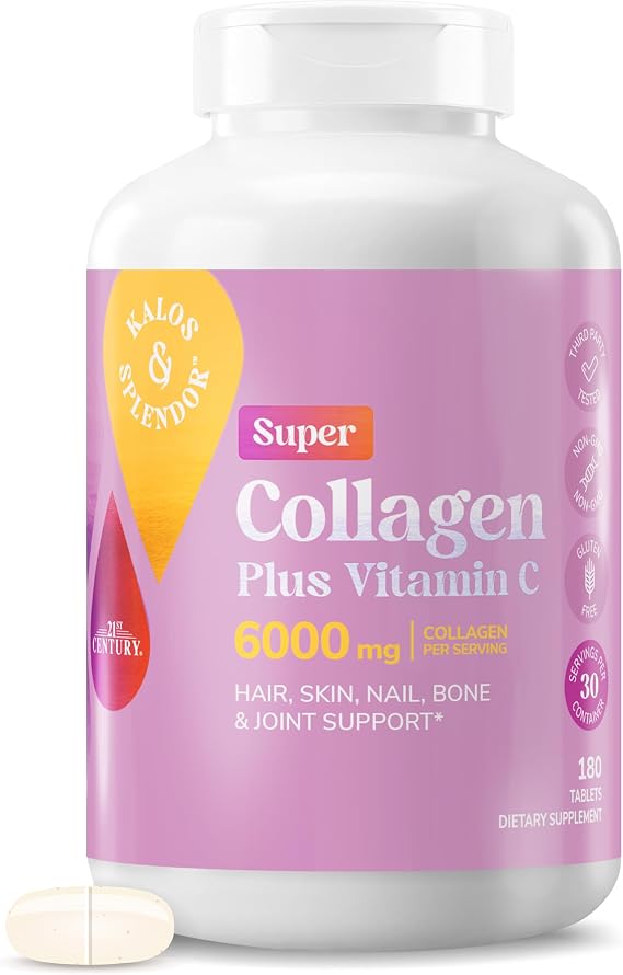 21st Century Super Collagen Plus Vitamin C Tablets, 6000mg, 180 Count