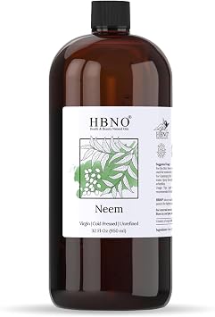 HBNO Neem Oil - 32 oz (950ml) Value Size - Ideal for Face wash, Lotions, Skincare, and Hair Care Products.