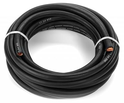 EWCS 10 Gauge Premium Extra Flexible Welding Cable 600 Volt - Black - 10 Feet- Made in The USA