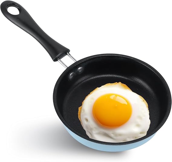 HERCHR Small Frying Pan for Eggs, 4.9in Single Egg Frying Pan Stainless Steel Small Egg Skillet Nonstick Frying Pan Round Nonstick Egg Pan with Handle for Omelet, Pancake, Induction Cooktop