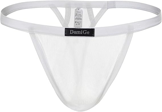 Men's Underwear Ultra Soft Comfy Transparent Through Panties Men Thong Bikini Underwear White