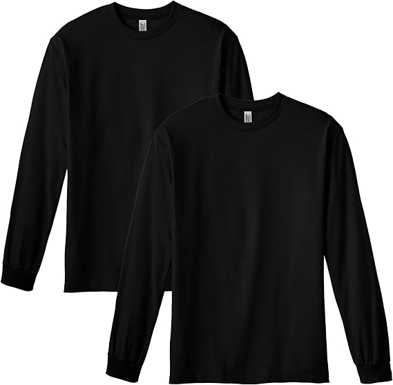 American Apparel Unisex Adult Long Sleeve T-Shirt, Style G1304, 2-Pack