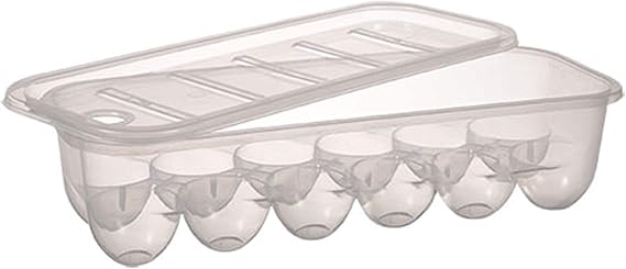 Rectangular "Eco Friendly" Stack-able Plastic Egg Storage Carton Container With Lid! 12.5x5 in.