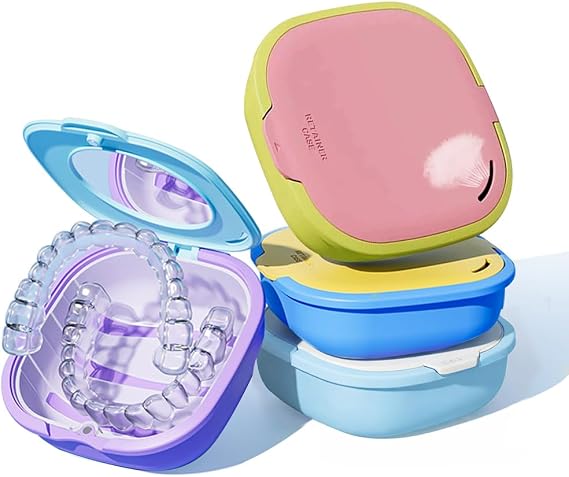 Retainer Case for Invisalign & Clear Aligners Slim Portable Orthodontic Case with Vent Holes Mirror Magnetic Closure Travel-Friendly Mouth Guard Holder for Teen Women(1pcs,Pink)
