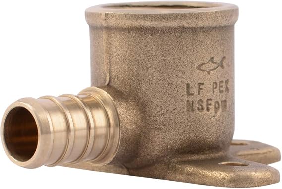 SharkBite 1/2 PEX Pipe x 1/2 Inch FNPT Crimp 90 Degree Drop Ear Elbow, Brass Plumbing Fitting, PEX Pipe, PE-RT, UC334LFA