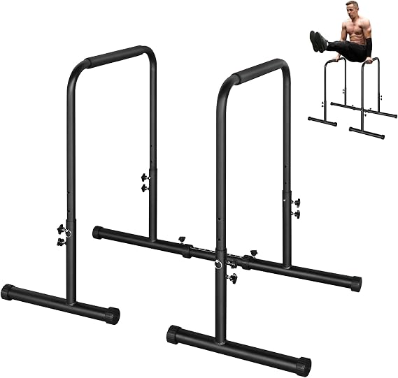 Adjustable Dip Bar Portable Functional Dip Stand Station Exercise Heavy Duty Parallel Bars Workout Equipment for Strength Training