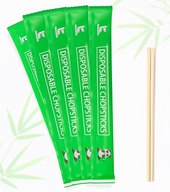 Bamboo Chopsticks Disposable 8.26 Inch Sushi Utensils, Disposable Chopsticks Individually Wrapped for Takeout & Restaurant, Chop Sticks Pack for Food Service, Wooden Tableware Bulk (50pairs-20)