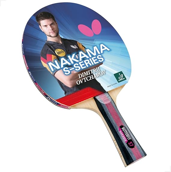 Butterfly Nakama S-7 Table Tennis Racket Professional ITTF Approved Butterfly Ping Pong Paddle Sapphira Table Tennis Rubber and Thick Sponge Layer Ping Pong Racket 2 Ping Pong Balls Included
