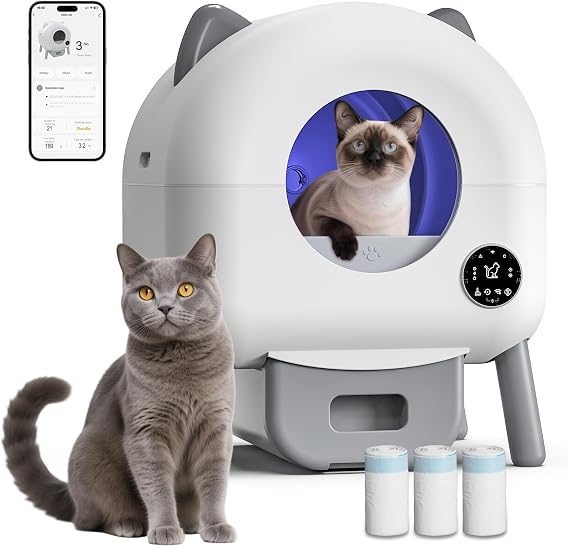 Self-Cleaning Litter Box, Automatic Cat Litter Box with App Control, 105L