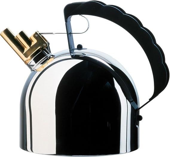 Officina Alessi Hob Kettle with Steel Bottom Silver