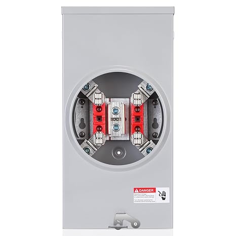 Briidea 200 Amp Meter Socket with 4 Jaw, 600V 1 Phase 3 Wire Ringless Type, with Horn Bypass, Suitable for Overhead/Underground Feed
