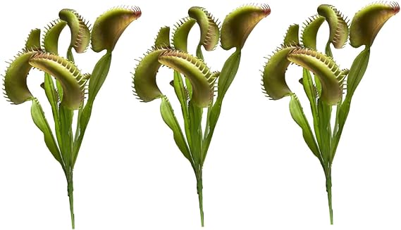 3PCS Venus Flytrap,15.8 Inch Artificial Venus Fly Trap Plants, Lifelike 8-Head Venus Fly Trap Costume, Reusable Faux Plants for Office Home Table Vase Garden Indoor