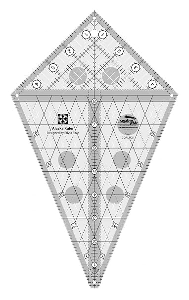 Creative Grids Alaska Ruler CGRLBQ1 Made in USA, 7-1/4in x 12in, Non-Slip Grip Acrylic Quilting, Sewing, Crafting, Patchwork Ruler & Template