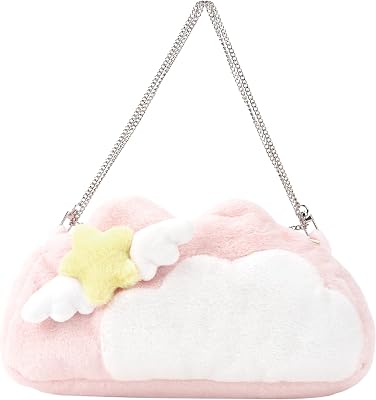 GeekShare Pink Plush Bag with A Shoulder Strap,Crossbody Bag Carrying Case Compatible with Nintendo SwitchOLED and Other Accessories - Star Wings