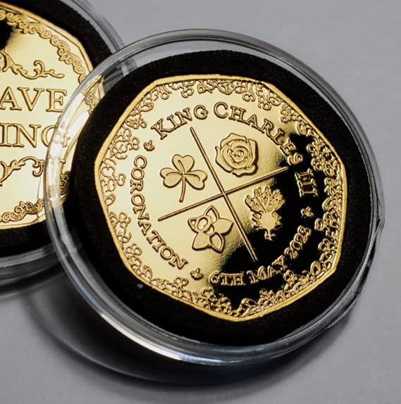 The Commemorative Coin Company KING CHARLES III 24ct Gold Coronation Commemorative in Capsule. 6th May 2023. His Majesty. Royal Family, Crown, Prince/William/Harry, Monarch