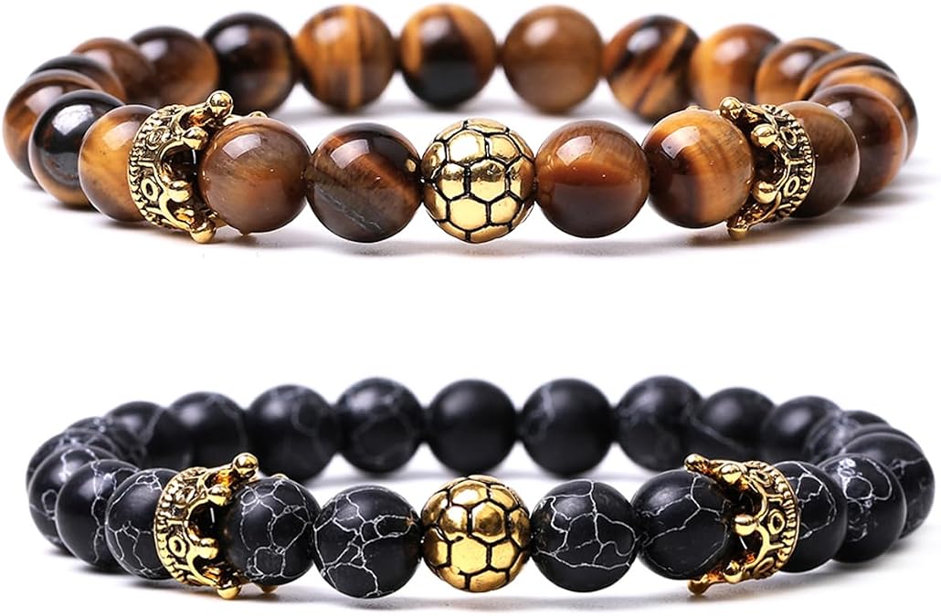 2 Pack Game Day Soccer Bracelets - Elastic Beaded Bracelets for Players & Fans