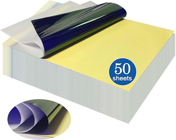 Tattoo Transfer Paper, 50 Sheets A4 Tattoo Stencil Paper Transfer Paper for Tattoo Practice, 4-Layer Thermal Stencil Paper Tattoo Supplies for Tattoo Beginners, Artists, Studios