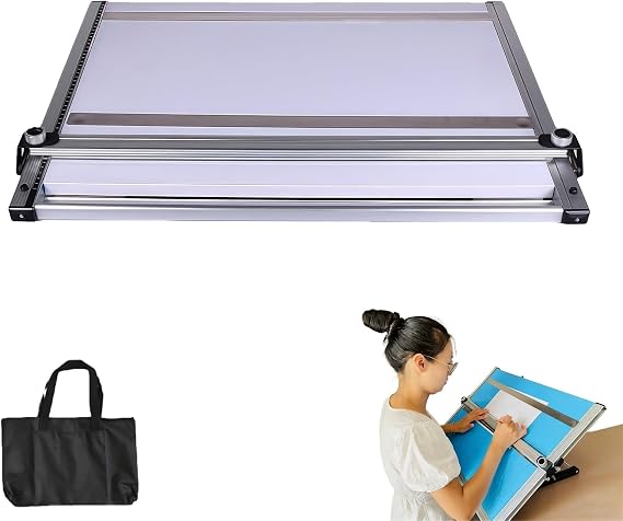 A2 Increase Drafting Board, Drafting Board Architectural Parallel Motion Bar, 6 Tilt Adjustable,Architecture Tool for Drawing (60x46cm)