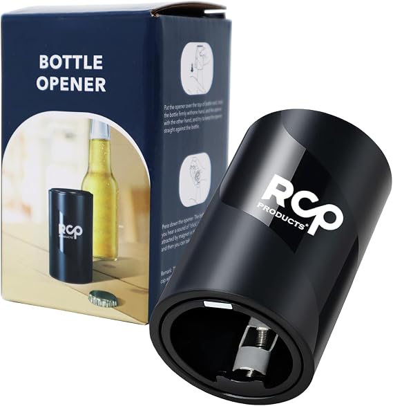 Push Down-Pop Off Bottle Opener with Magnetic Cap Catcher No Damage to Caps,Automatic Decapitator Beer/Soda Magnet Bottle Top Openers,One-Hand Easy/Funny Open,Cool Bartender Tools