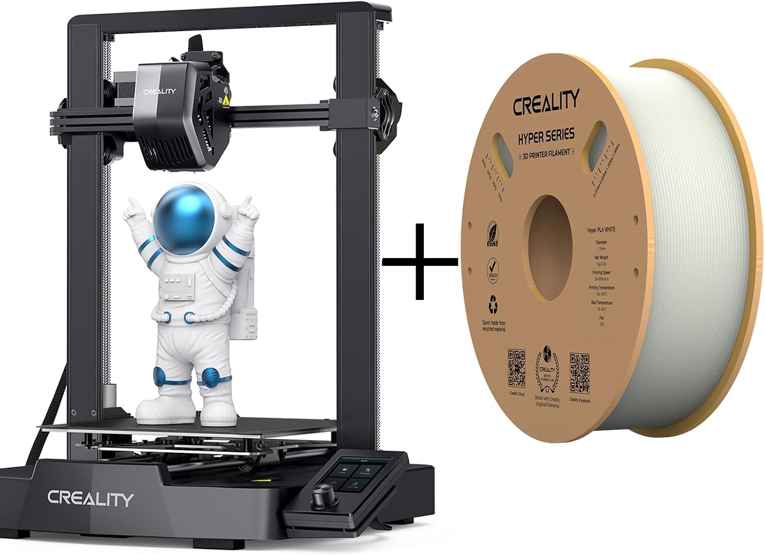 Creality Ender 3 V3 SE 3D Printer and 3D Printer Hyper PLA Filament 1.75mm White