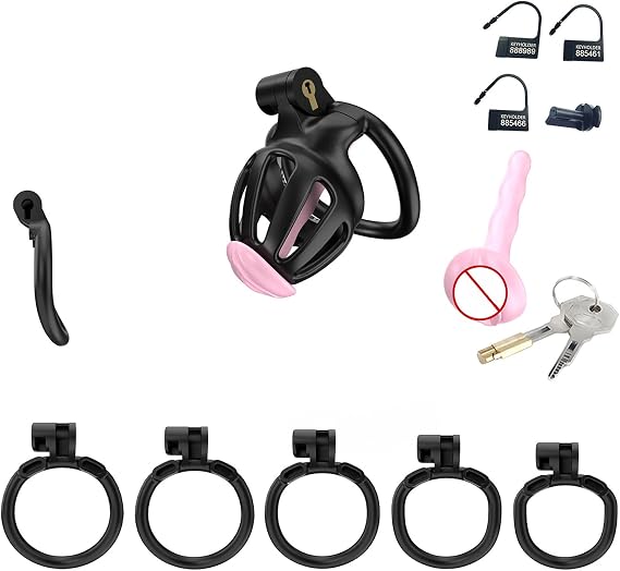 Male Resin Training Protecation Cage Set, Ventilated & Breathable, Sophisticated Black-USLZ47 (Black:E2)