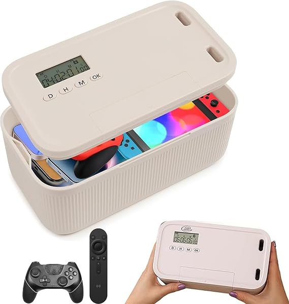 Safe Timed Lock Box,Time Locked Boxes with Emergency Unlock,Self-Control Lockable Storage Box,Phone Lock Box with Timer Unplug from Phones,Video Games,Social Media,Snacks