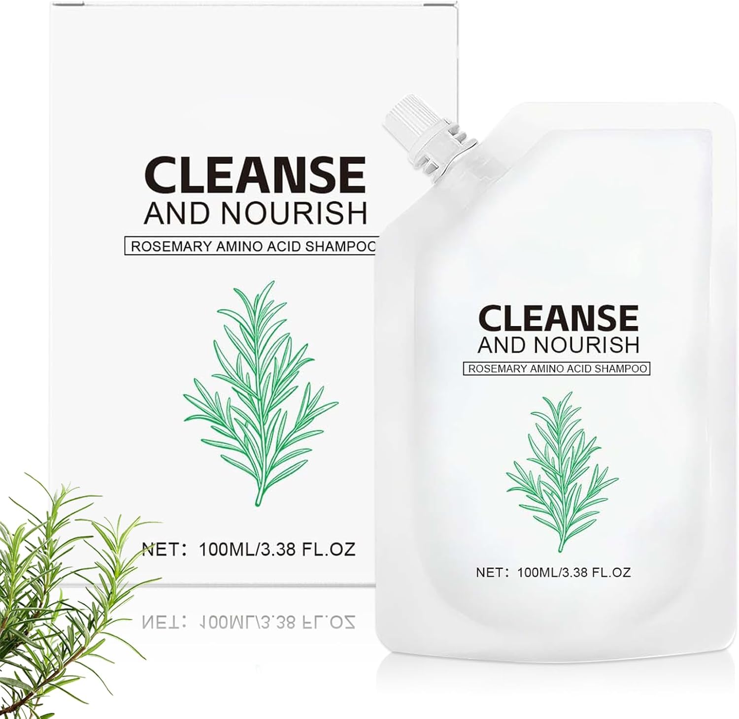 Rosemary Shampoo for Hair Growth - Hair Thickening & Strengthening Shampoo for Women Men Anti hair Loss, Nourishing Frizzy & Dry Hair, Deep Cleansing, Oil Control, and Refreshing, Travel Size 100ml