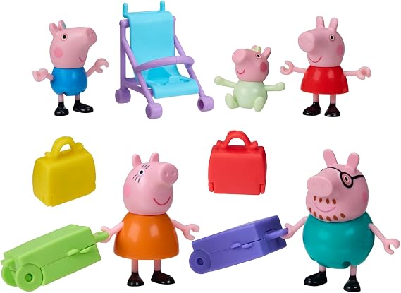 Peppa Pig Peppa's Travels: Big Family Adventure Figure and Accessories Set, Includes Baby Evie, Preschool Toys for Girls and Boys 3+