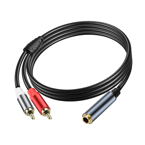 6.35mm to 2RCA Cable 1/4 Inch TRS Mono Female to 2 RCA Male Audio Cable 1/4 Inch TRS Jack to Dual RCA Audio Y Splitter Cable Dual RCA to 6.35mm Adapter Stereo Cable 5.9FT