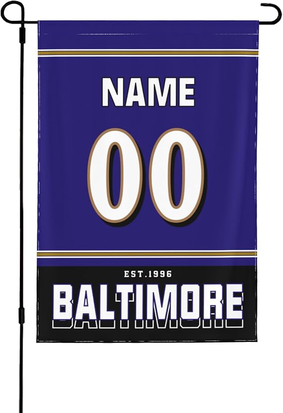 Baltimore Custom Doubles ided Garden Flag Banner Flag 12.5 "x18" Customize Any Name and Number