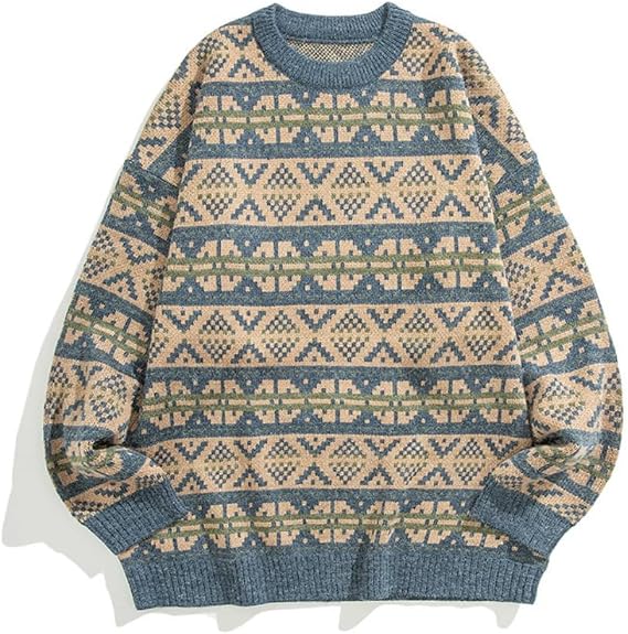 Grandpa Sweater Knit Sweater Vintage Sweater Striped Sweater Y2k Sweater Grunge Fall Sweater Pullover