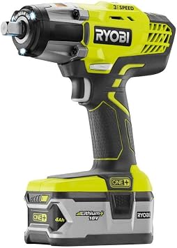 Ryobi P1830 Impact Wrench Kit 18V One+ 3 Speed 1/2 in with Dual Chemistry Charger and High Capacity Battery