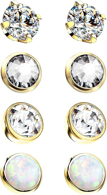 Luxe Modz G23 Titanium Dermal Kit 14G Dermal Piercing Jewelry Micro Dermal Anchor Tops 4mm CZ Opal Dermal Anchor Base 2mm Rise Surface Skin Piercing Kit