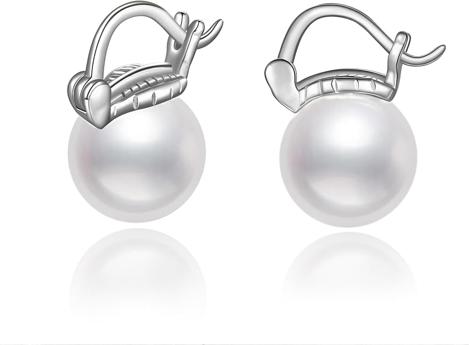 POPLYKE 10mm Pearl Chunky Hoop Earrings Gold Plated 925 Sterling Silver Pearl Earrings for Women Pearl Jewlery Hypoallergenic