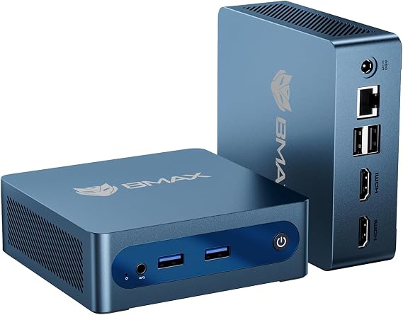 Bmax Mini PC Mini Desktop Computer Intel Celeron J3355 (Up to 2.5GHz) Win 11, 6GB RAM 128GB eMMC Support M.2 SSD Expansion (512GB/2TB), 4K Dual Display WiFi5& BT5.0 for Home/Office,Daily Use,B1 Plus