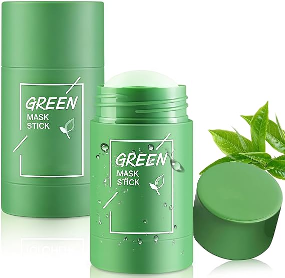 2 Pcs Green Tea Mask Stick, Portable Cleansing Mask Stick with Green Tea Extract, Deep Pore Cleansing, Purifying Clay Mask Stick, Oil Control & Brightening for Men and Women