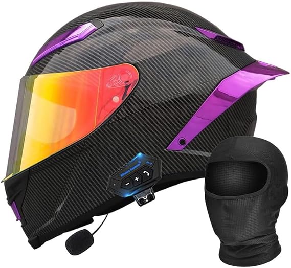 Cool Bluetooth Motorcycle Helmet DOT Approved, Dirt Bike Racing Full Face Helmet Flip-Up Visor Modular Helmets, Built-in Dual Speaker with Microphone, for Adults Men and Women