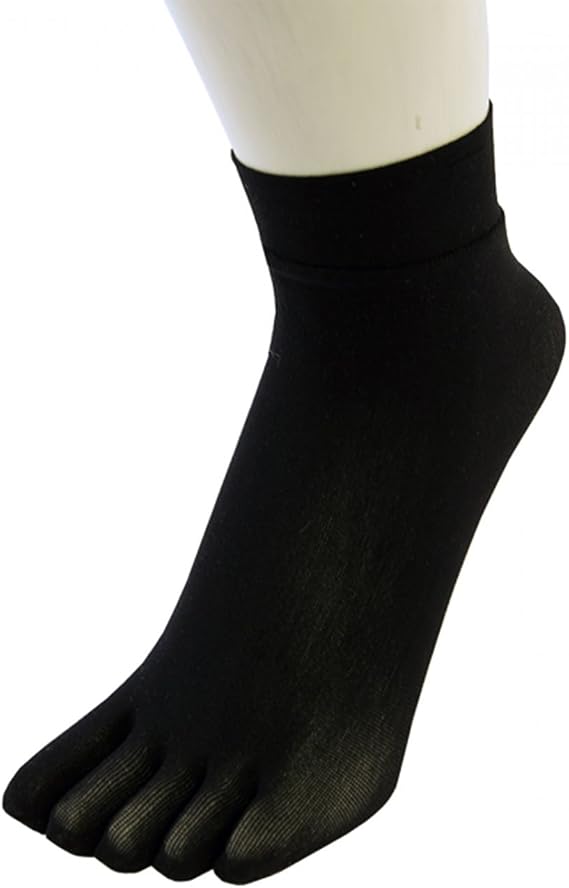 TOETOE - Legwear Plain Nylon Mini Crew Toe Socks (Black, 4.5-9.5)