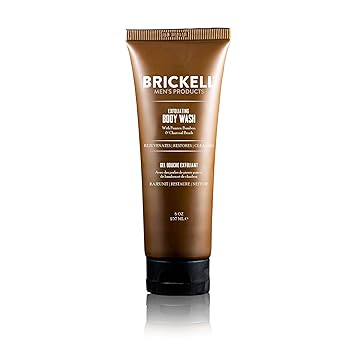 Brickell Men's Exfoliating Body Wash, Body Scrub and Gel Wash to Cleanse and Reveal Fresh, Clear Skin, With Bamboo, Charcoal, and Pumice, 8oz, Fresh Mint