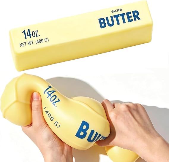 10in Giant Butter Squishy, 14oz Jumbo Big Butters Squeeze Stress Balls, Large Butter Stick Stress Relief Slow Rising for Anxiety Relief Fidget Adults (1PCS)