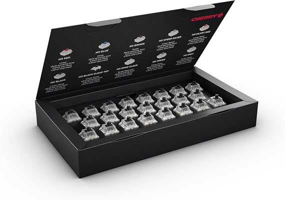 Cherry MX RGB Black Switch Kit, 23 Mechanical Keyboard Switches, Ideal for DIY, Hot Swap or Gaming Keyboard, Linear Switch with No Click, Powerful & Direct
