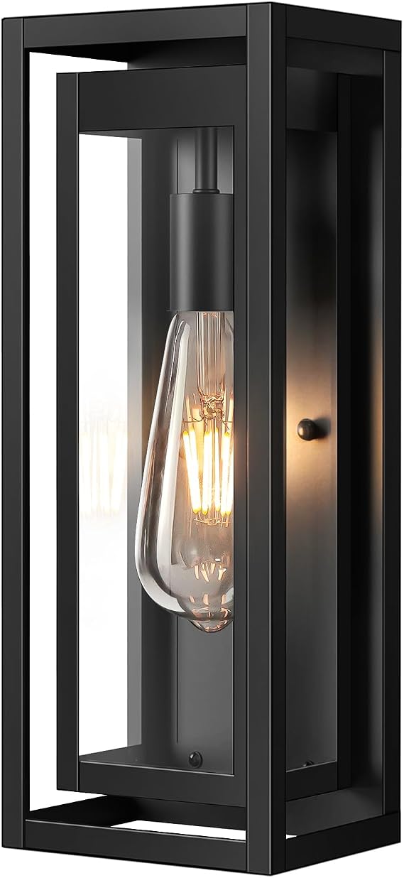 15" Outdoor Wall Lights, Black Exterior Lighting Fixtures