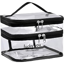 Transparent Toiletry Bag, Double Layer Cosmetic Bag, Waterproof Makeup Bag for Placing Cosmetic Toiletries