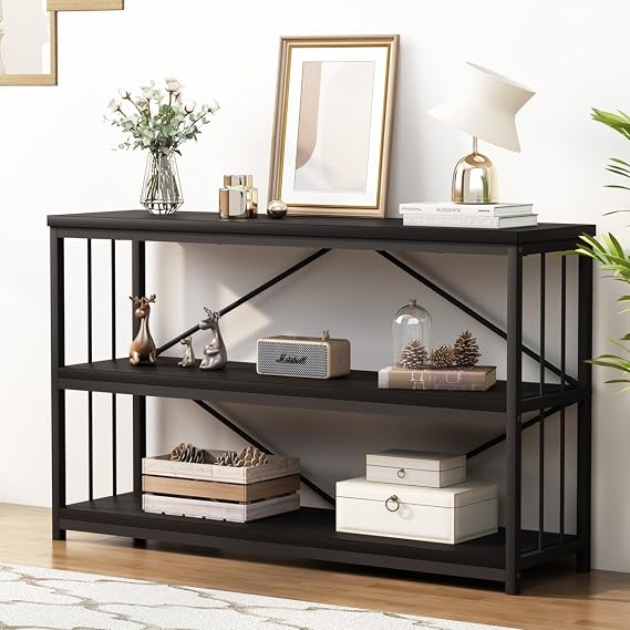 LVB Console Table Sofa Table Entryway Tables with Storage 120cm Black Oak