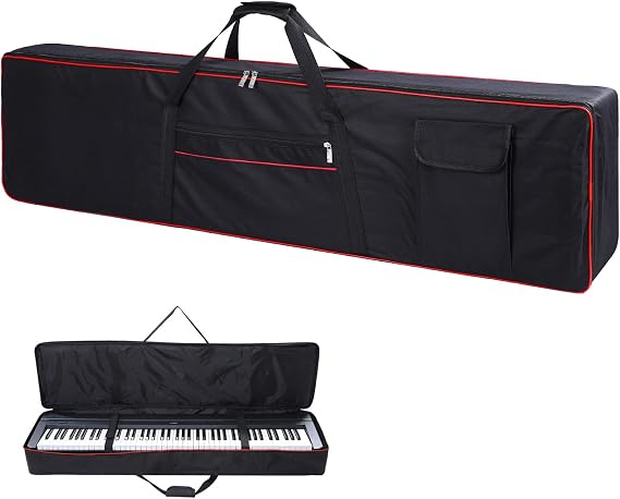 Monkeysell 88 Key Keyboard Case, 6MM Padded Piano Gig Bag Medium | 600D Waterproof Oxford,2 Zipper Pockets Adjustable Backpack Straps (53.5"x11.4"x5.5") Top Carry Handle,Music Travel Case