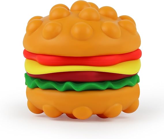 Anboor Pop Fidget Toys, 3D Silicone Hambergur Push Bubbles Sensory Toy Pop Stress Ball Anxiety Stress Relief Austism Early Educational Pop Toy for Kids Adults